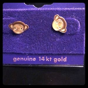 14kt gold monkey earrings